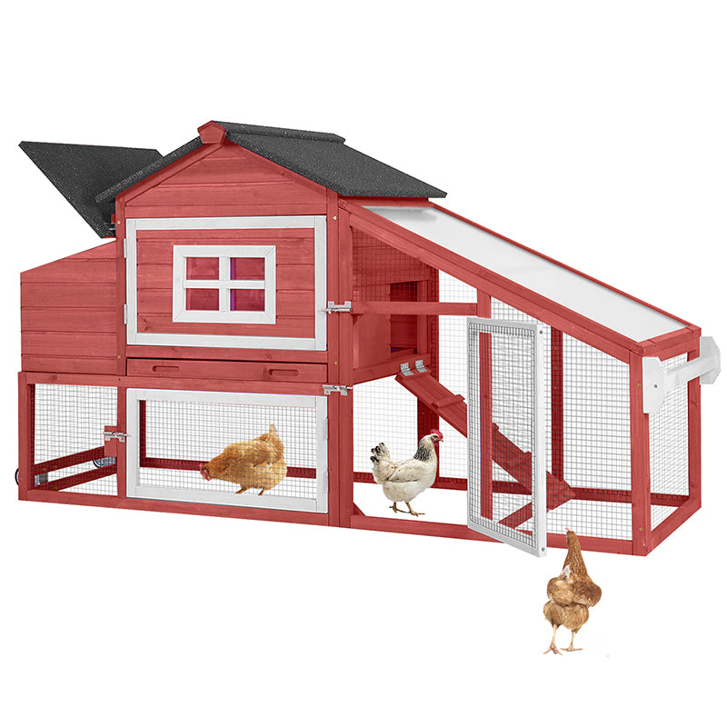 Aivituvin Wooden Chicken Coop on Wheels AIR23, Backyard Chicken Cage for 2-3 Hens