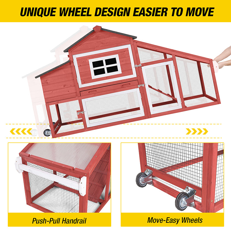 Aivituvin Wooden Chicken Coop on Wheels AIR23, Backyard Chicken Cage for 2-3 Hens