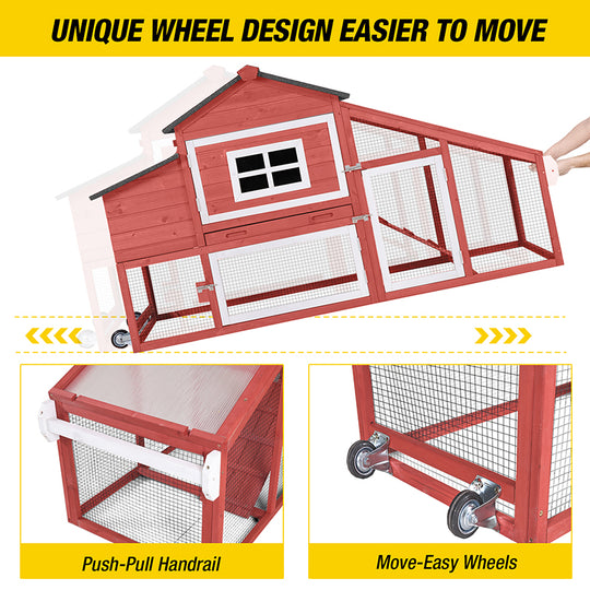 Aivituvin-AIR23-W Wooden Chicken Coop on Wheels for 2-3 Hens