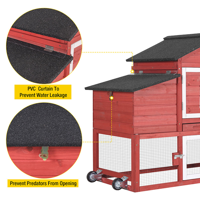 Aivituvin Wooden Chicken Coop on Wheels AIR23, Backyard Chicken Cage for 2-3 Hens