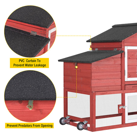 Aivituvin-AIR23-W Wooden Chicken Coop on Wheels for 2-3 Hens