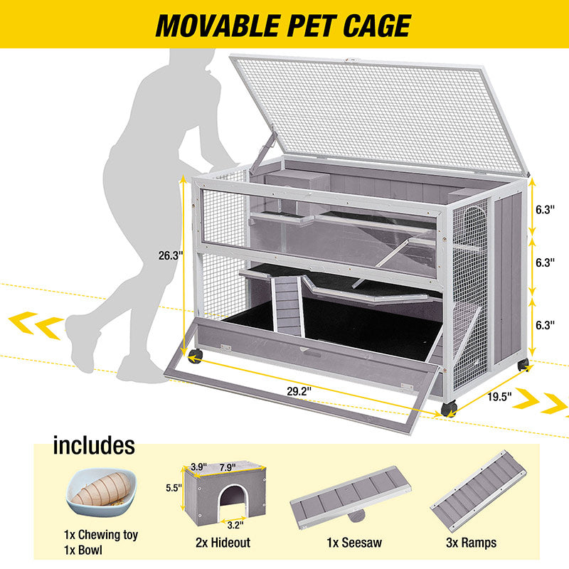 Morgete Anti-chewing Hamster Cage Guinea Pig Habitat with Metal Frame 11 Square FT Mobile Cage