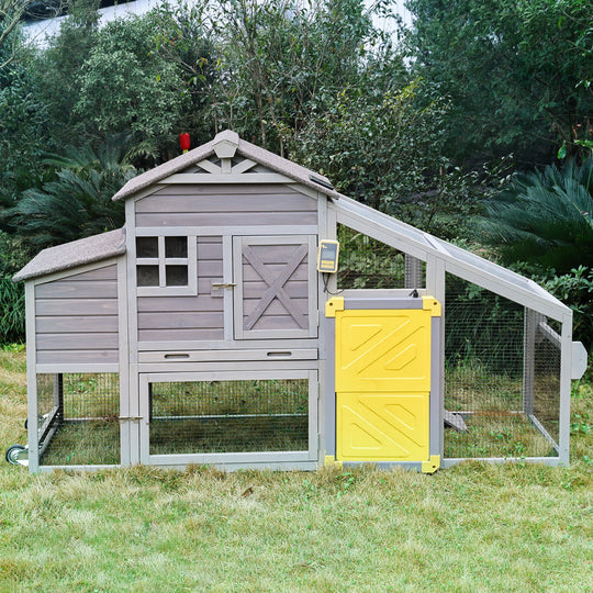 Morgete Mobile Chicken Coop Hen House with Wheels Handdrail for 2-4 Chickens