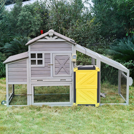 Morgete Mobile Chicken Coop Hen House with Wheels Handdrail for 2-4 Chickens