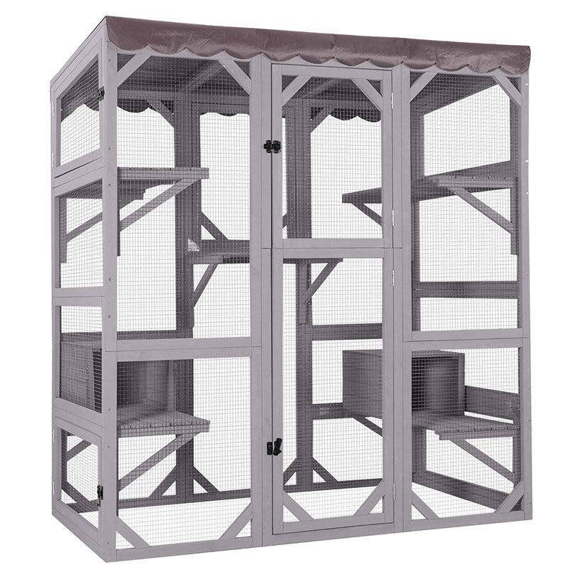 Aivituvin-AIR37-M Walk-in Large Cat Enclosure with Roof Tarp - Connects to Windows or Cat Doors