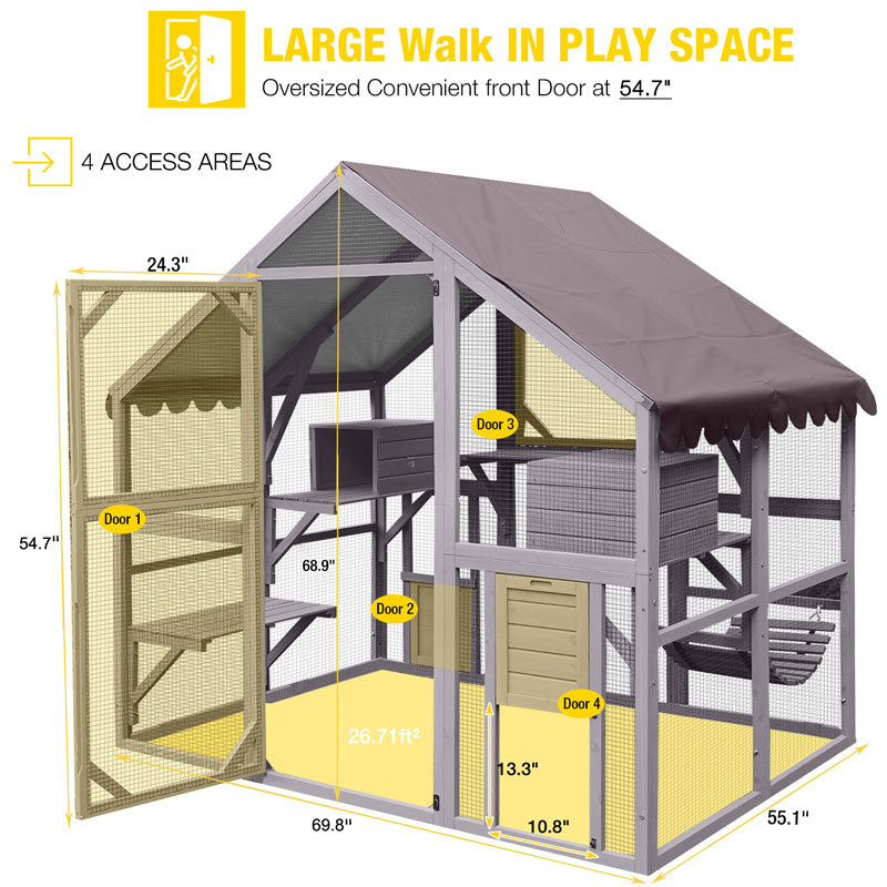 Aivituvin Walk-in Cat Enclosure AIR52, Outdoor Cat Run