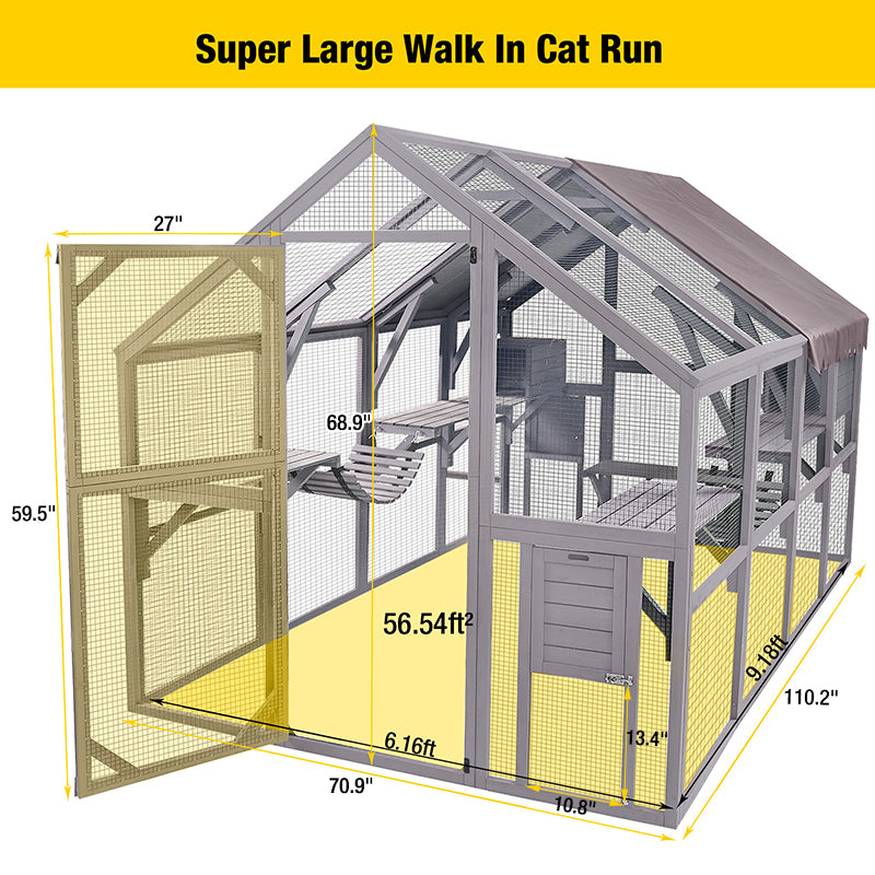 Aivituvin Walk-in Cat Enclosure AIR52, Outdoor Cat Run