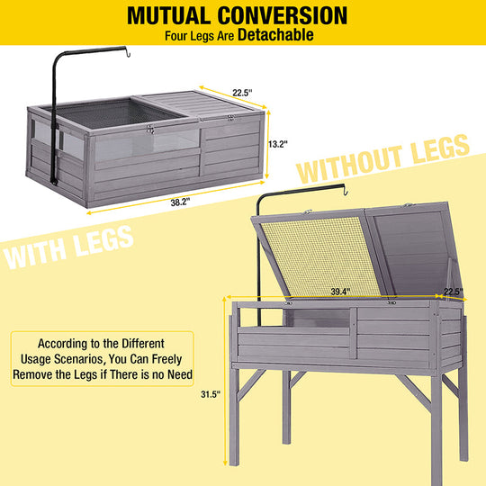 Morgete Tortoise Habitat Turtle Enclosure, Wooden Reptile Cage for Small Animals, Adjustable Light Stand