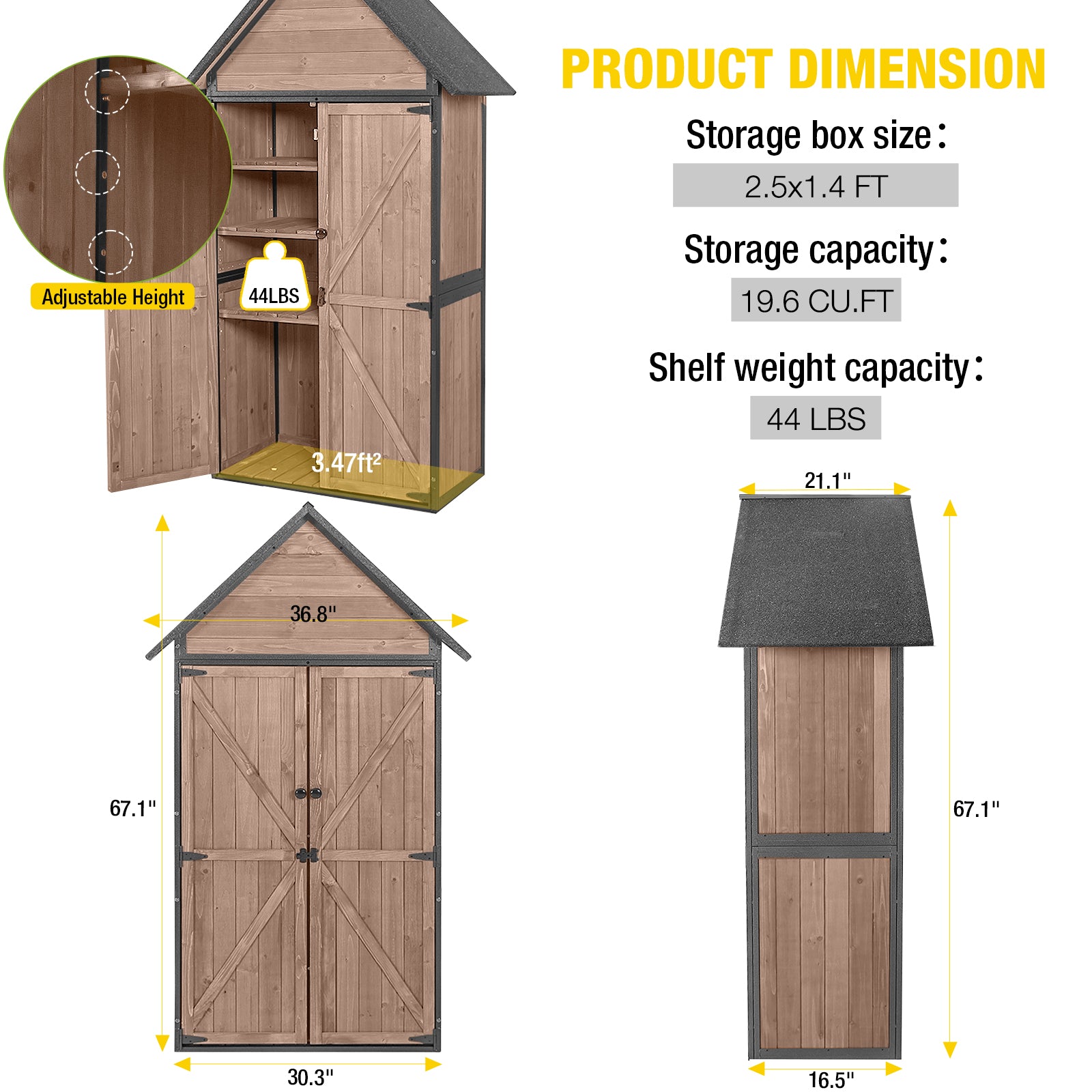 Morgete Shed Outdoor Storage Cabinet - Thumbnail 2