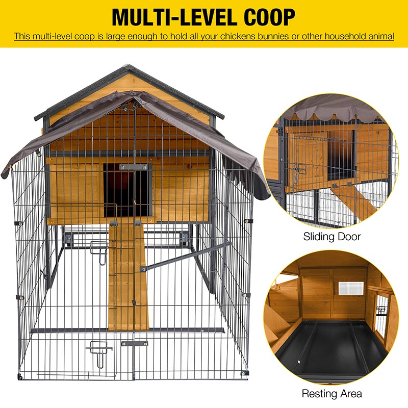 Aivituvin Heavy Duty Metal Chicken Run AIR7009, Waterproof Roof Cover( Inner Space 22ft²)