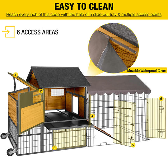 Aivituvin Heavy Duty Metal Chicken Run AIR7009, Waterproof Roof Cover( Inner Space 22ft²)
