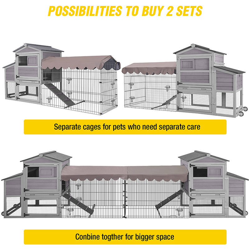 Aivituvin Wooden Chicken Coop AIR7008, Chicken House with Wheels and Metal Run for 2-4 Chickens, 14 ft²