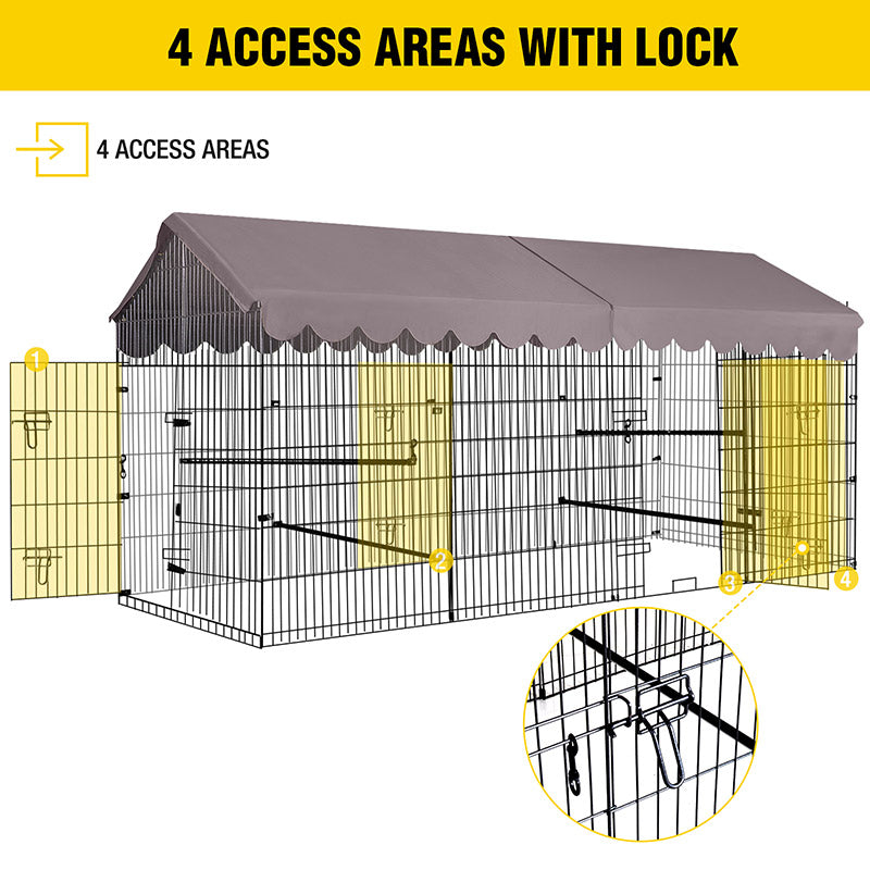 Aivituvin Metal Frame Chicken Coop AIR7006, Wooden Chicken Tractor for 6-8 Chickens