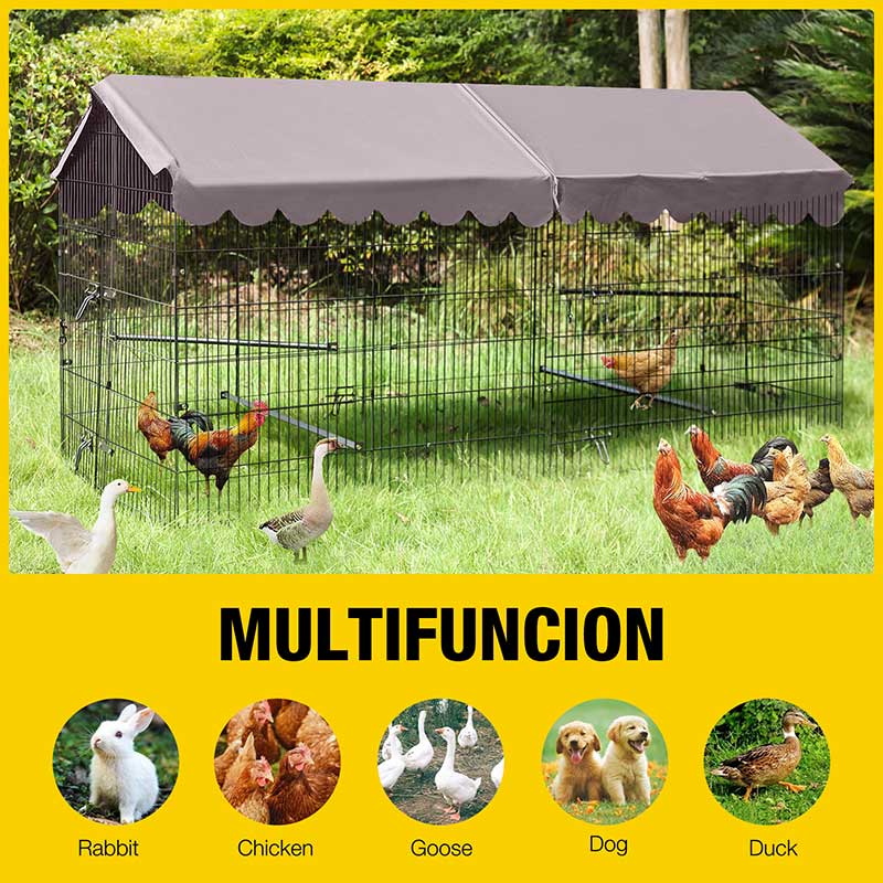 Aivituvin Metal Frame Chicken Coop AIR7006, Wooden Chicken Tractor for 6-8 Chickens