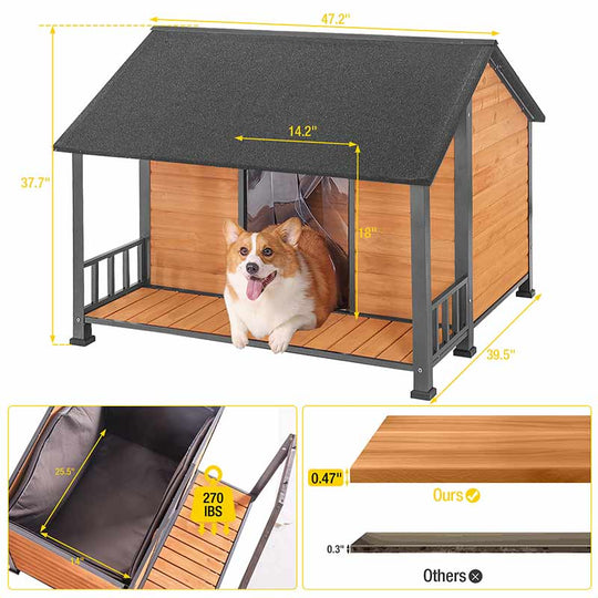 Aivituvin-AIR7010-IN Wooden Insulated Dog House| Weatherproof, Spacious for Small to Large Dogs