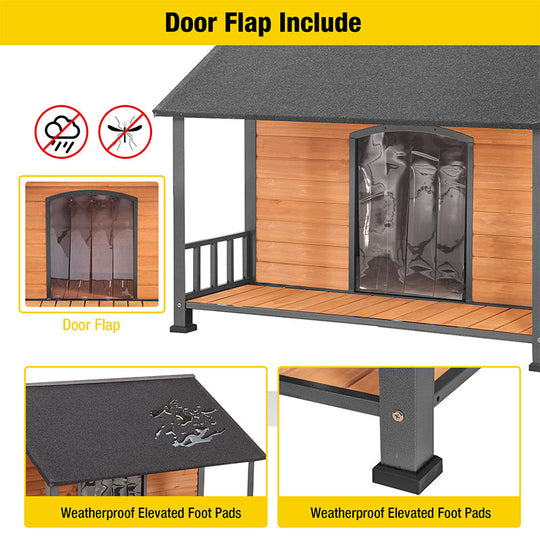 Morgete-AIR7010 Dog House Outdoor Large Dog Kennel with Metal Frame &Raised Feet