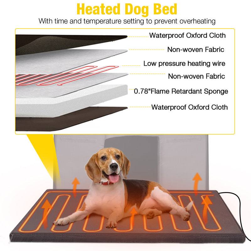 Aivituvin-AIR7010-M-HP 44.5"L Outdoor Heated Dog Shelter | Heating Pad for Large Dogs