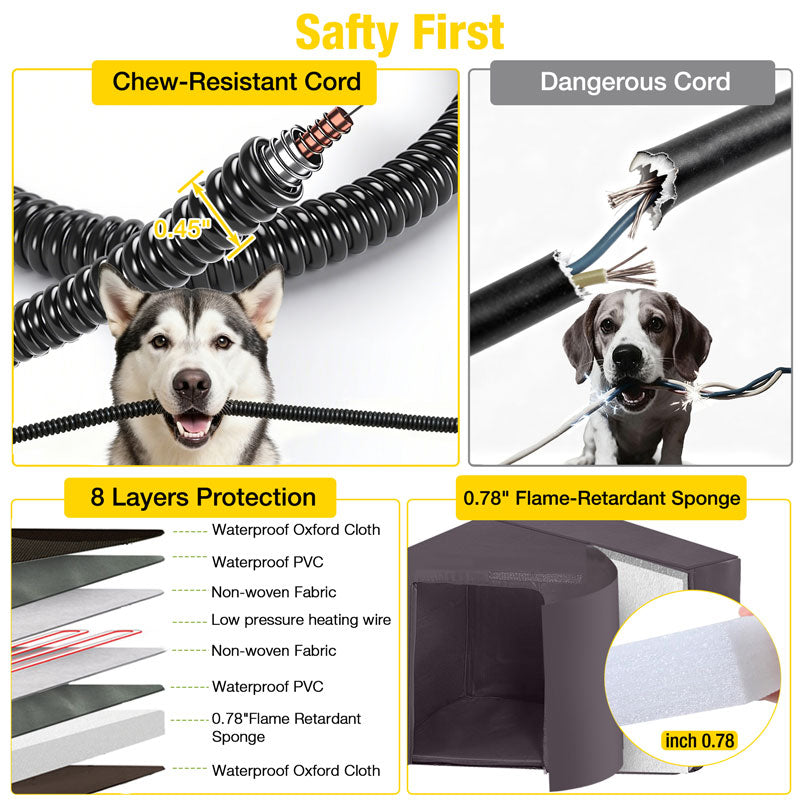 Aivituvin-AIR7010-M-HP 44.5"L Outdoor Heated Dog Shelter | Heating Pad for Large Dogs