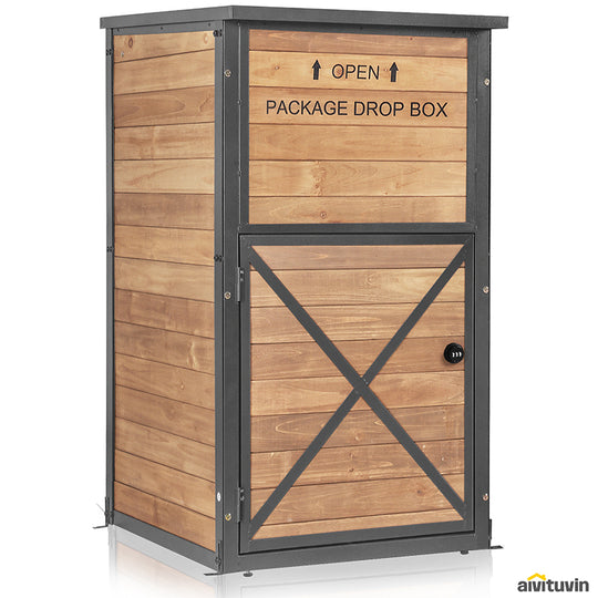 Morgete Package Delivery Box with Security Lock Parcel Boxes Fir Wood Anti-Theft