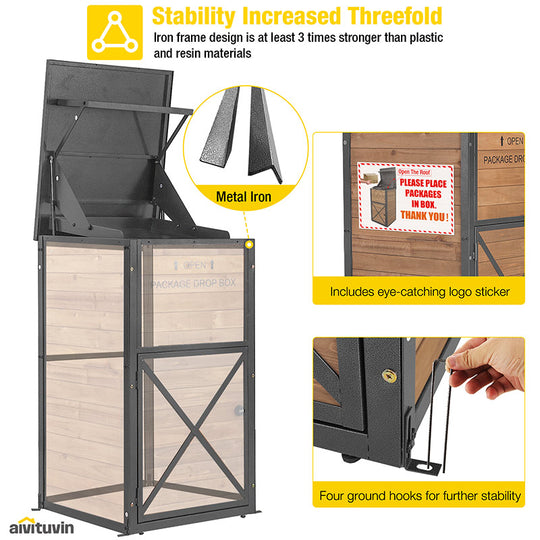 Aivituvin-AIR7011 Aivituvin Secure Fir Wood Package Delivery Box| Anti-Theft Parcel Drop Boxes