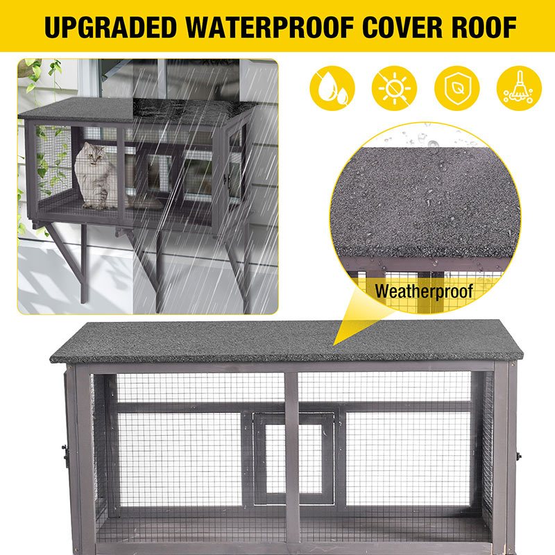 Aivituvin-AIR7016 Wooden Cat Window Catio | Waterproof Roof