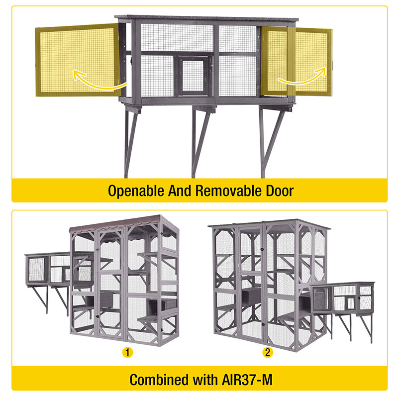 Aivituvin Wooden Window Cat Catio AIR7016, Waterproof Outdoor Cat Catio