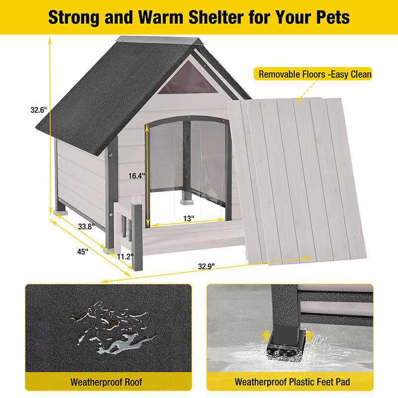 Morgete Outdoor Dog House, Puppy Shelter with Chewproof Design for Small Medium Dogs