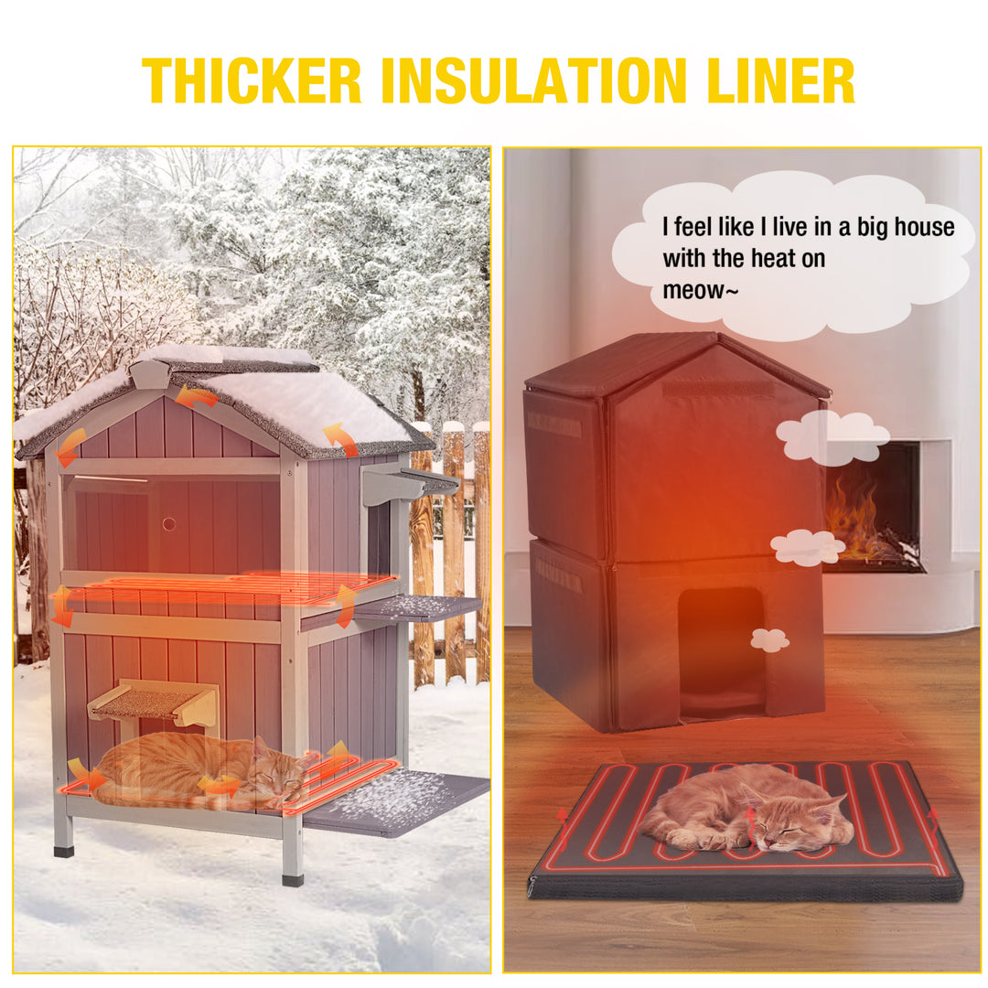 MEDEHOO-AIR94-IN-HP 2-Story Heated Cat House with Liner | Weatherproof Cat Shelter