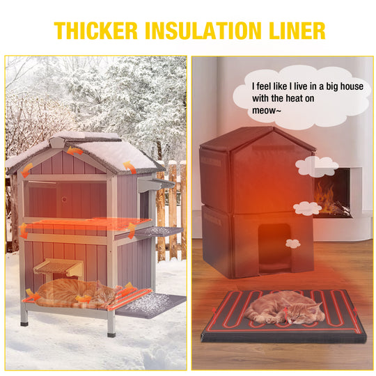 MEDEHOO-AIR94-IN-HP 2-Story Heated Cat House with Liner | Weatherproof Cat Shelter