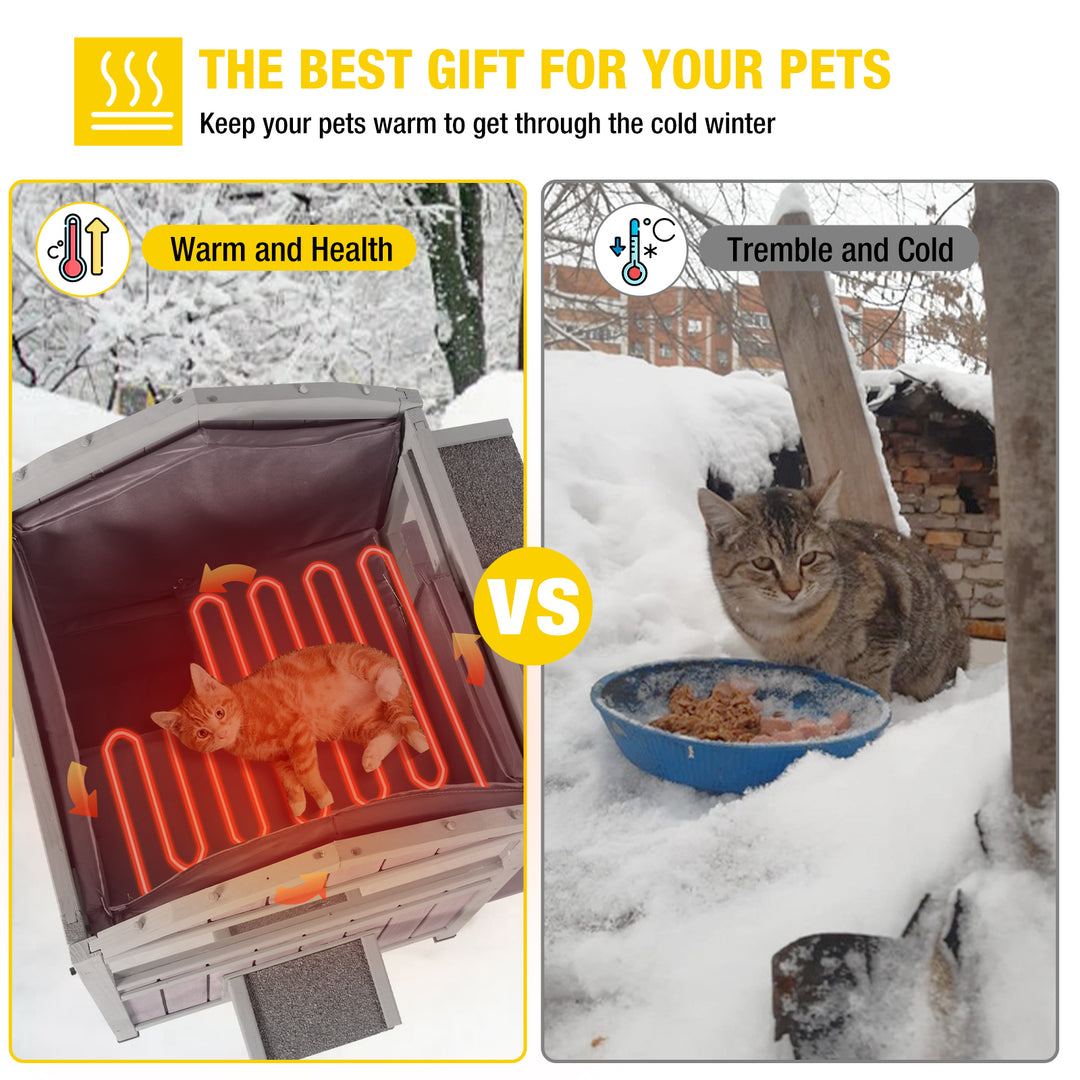 MEDEHOO-AIR94-IN-HP 2-Story Heated Cat House with Liner | Weatherproof Cat Shelter