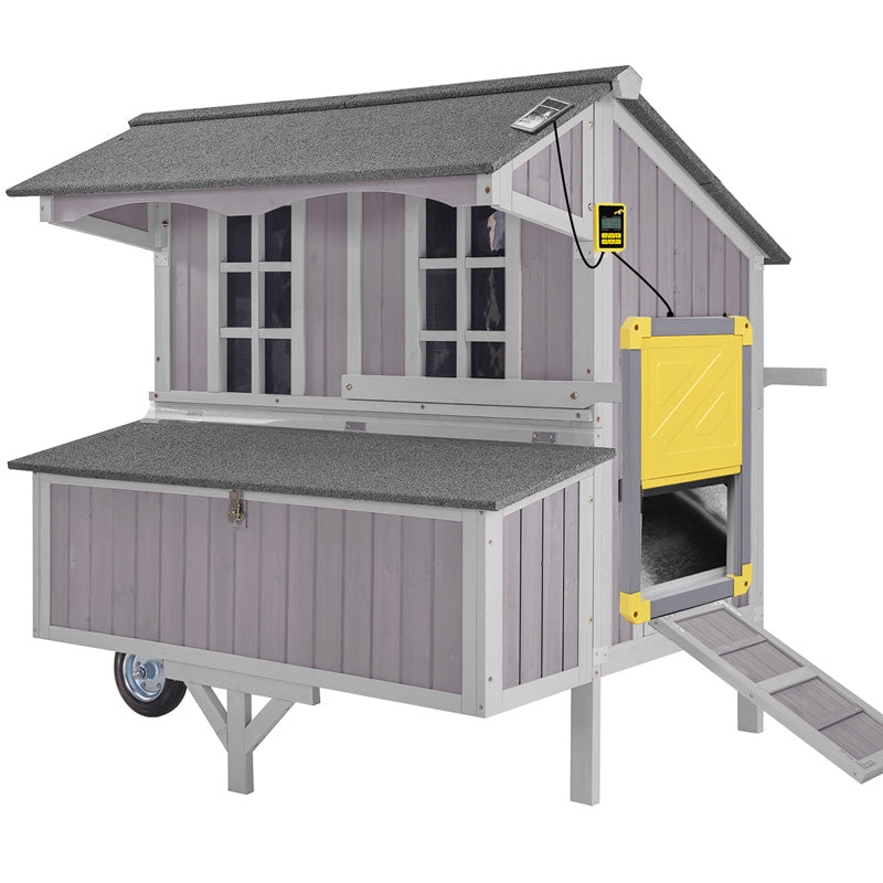 Aivituvin Extra-Large Chicken Coop AIR96, Chicken House with Big Wheels for 6-8 Chickens