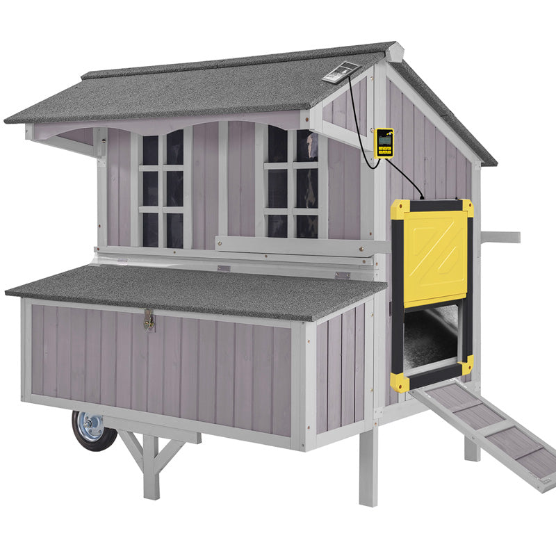 Aivituvin Extra-Large Chicken Coop AIR96, Chicken House with Big Wheels for 6-8 Chickens