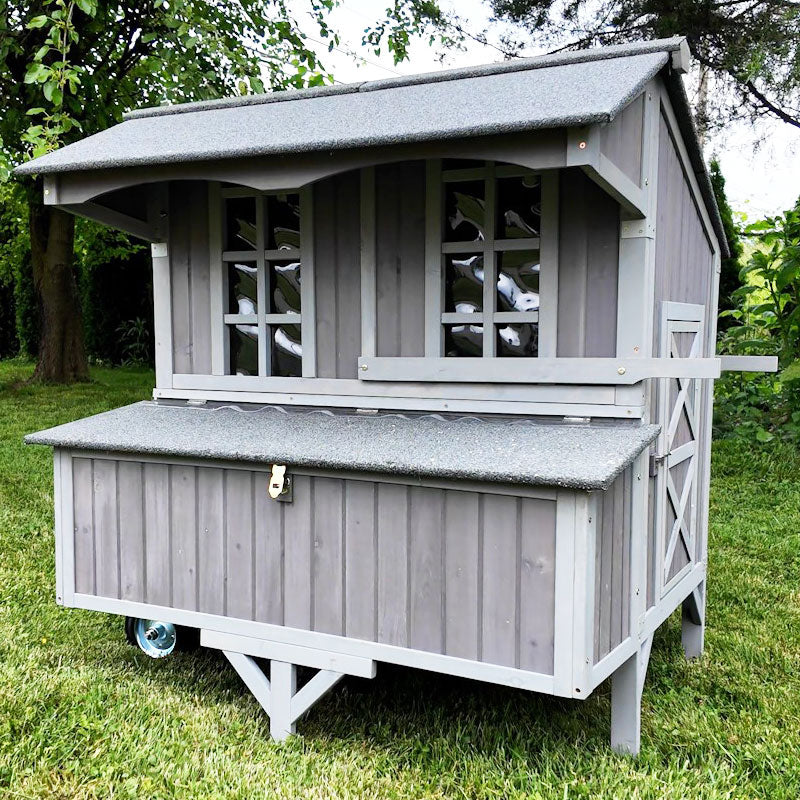 Aivituvin Extra-Large Chicken Coop AIR96, Chicken House with Big Wheels for 6-8 Chickens