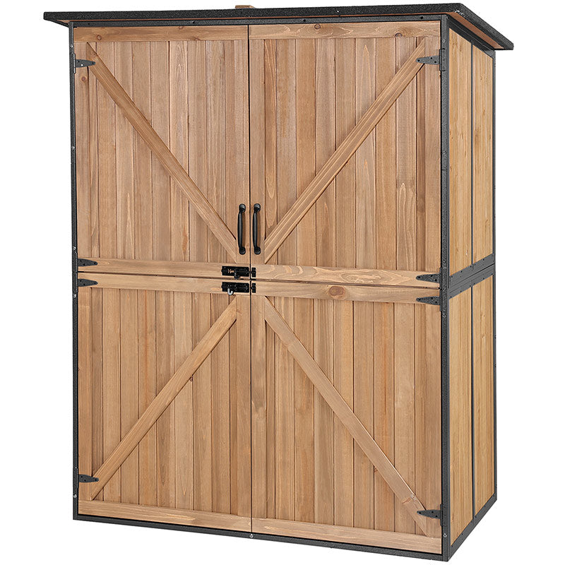 Aivituvin-AIR98 AIR99 Wooden Garden Shed with Metal Frame | Adjustable Shelf for Outdoor Storage