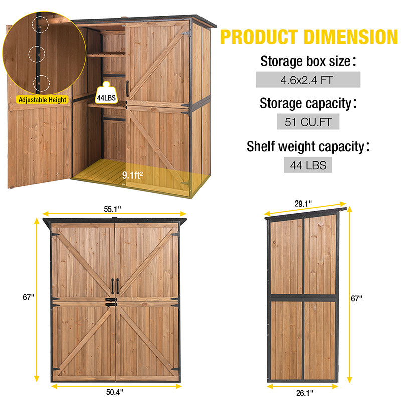 MEDEHOO Outdoor Storage Shed Metal Frame Tool Garden Shed with Floor and Lockable Door - Thumbnail 4