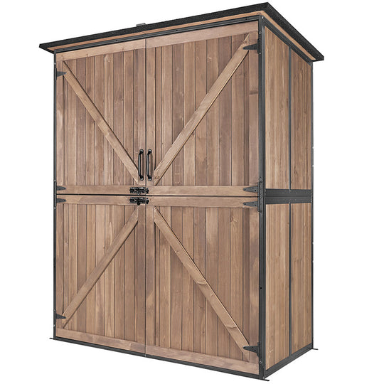 Aivituvin-AIR98 AIR99 Wooden Garden Shed with Metal Frame | Adjustable Shelf for Outdoor Storage