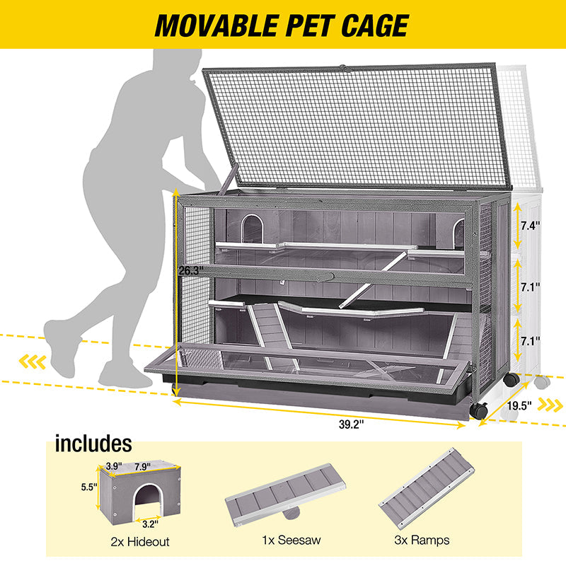 Morgete Anti-chewing Hamster Cage Guinea Pig Habitat with Metal Frame 11 Square FT Mobile Cage