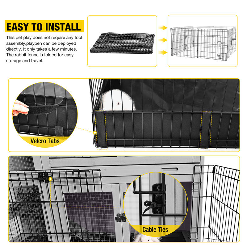 Aivituvin-AIR53-DG/WZ Wooden Hamster Cage| Anti-Chew Design|Easy-Clean PVC Layer