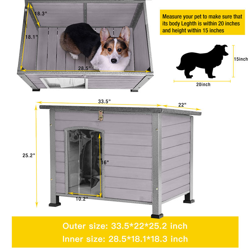 Morgete Wooden Dog House Anti-chewing Kennels for Outdoor & Indoor, Off-White Large