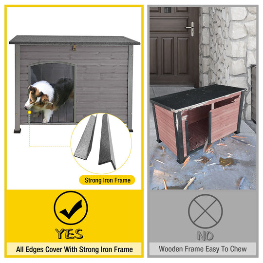 Morgete Wooden Dog House Anti-chewing Kennels for Outdoor & Indoor, Off-White Large