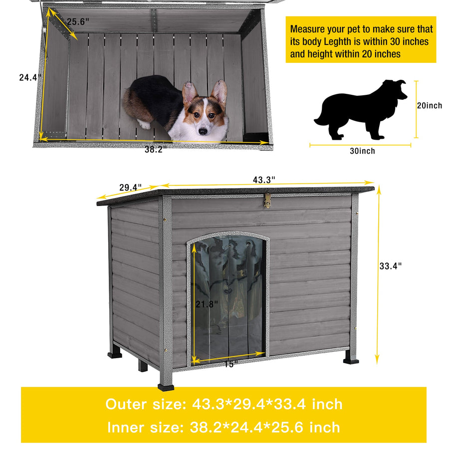 Morgete Wooden Dog House Anti-chewing Kennels for Outdoor & Indoor, Off-White Large