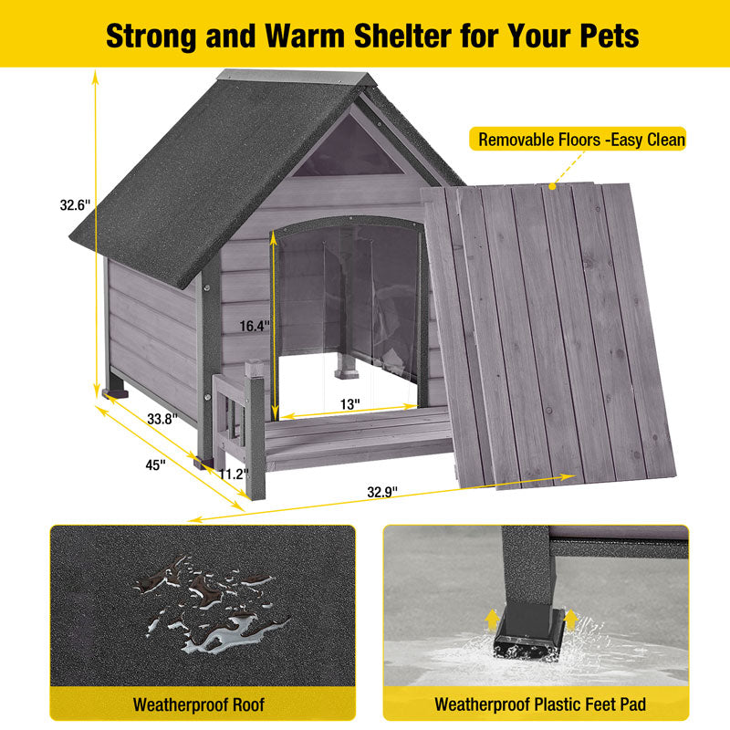 Aivituvin-AIR80/81-IN-HP 32.9"L/37.4"L Large Heated Dog House with Heating Pad | Insulation Liner