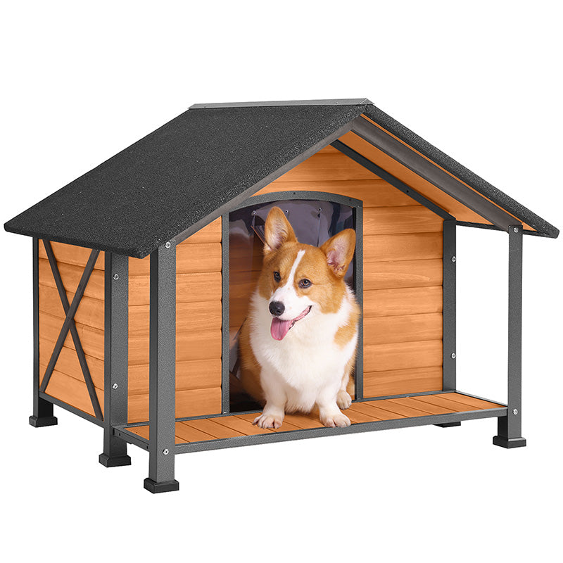 Deluxe Overhang Roof Dog House - Premium Outdoor Shelter for Dogs ...