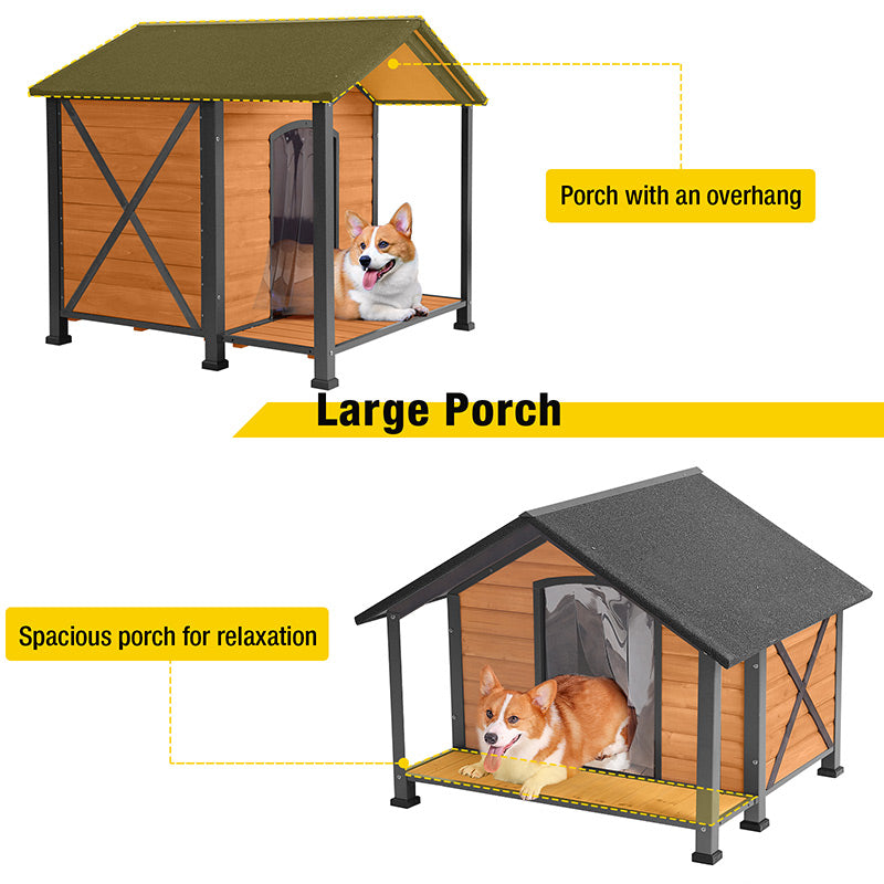 Aivituvin-AIR88 AIR89 Waterproof Dog House with Anti-Chewing Metal Frame|Large Porch