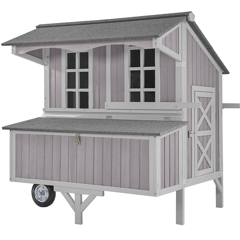 Aivituvin Extra-Large Chicken Coop AIR96, Chicken House with Big Wheels for 6-8 Chickens