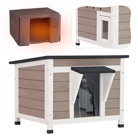 Aivituvin Insulated Outdoor Cat House AIR12-WBR-IN, Weatherproof Feral Cat Shelter with Removable Liner