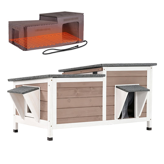 Aivituvin Heated Insulated Cat House AIR93-IN-HP, Outdoor Cat Shelter with Heated Pad