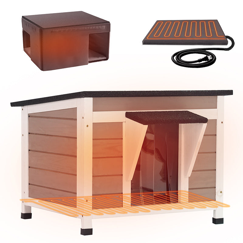 Aivituvin Insulated/Heated Cat House AIR12-WBR-IN, Weatherproof Feral Cat Shelter with Removable Liner