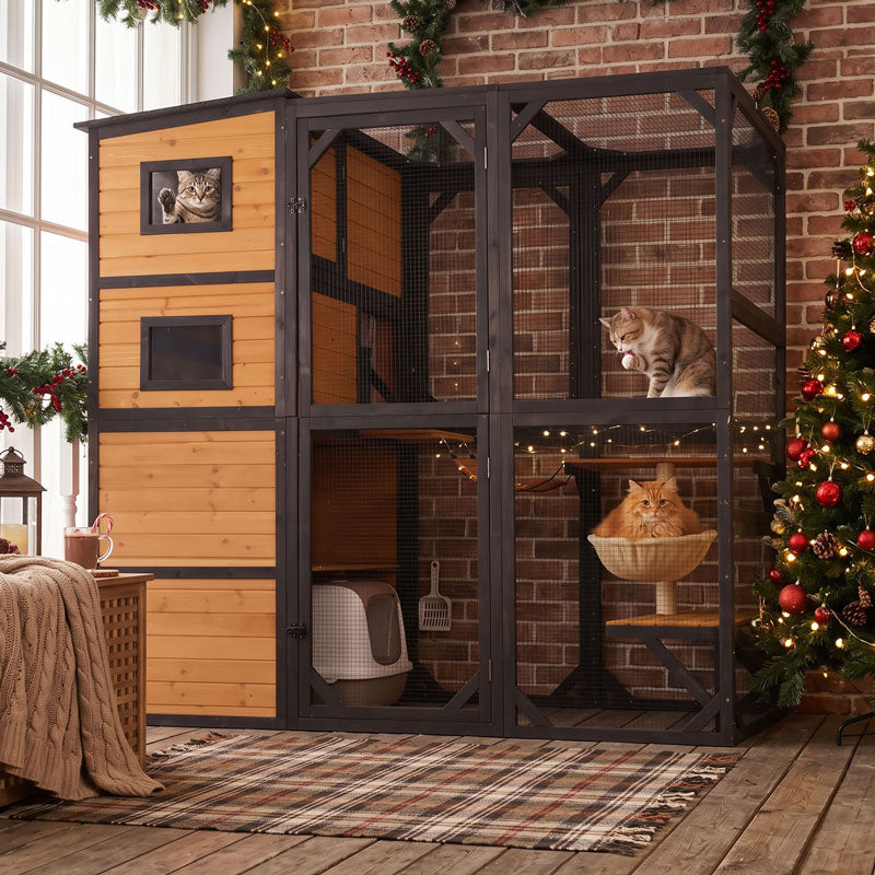 Aivituvin AIR54 Outdoor Cat Enclosure, 76.8-Inch Catio with Climbing Annex