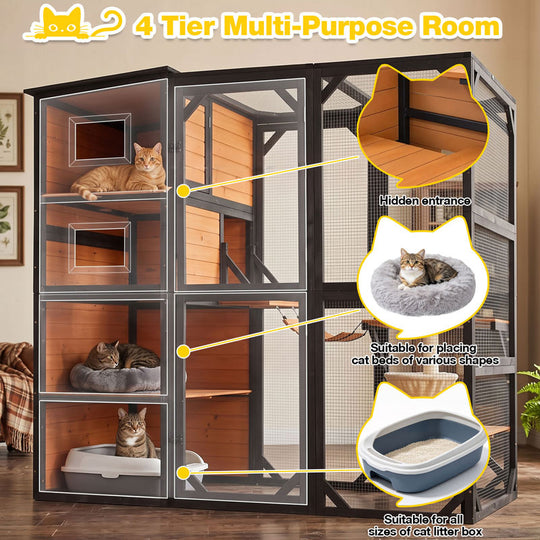 Aivituvin AIR54 Outdoor Cat Enclosure, 76.8-Inch Catio with Climbing Annex